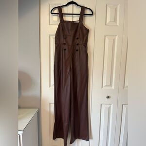 Anthropologie Leather Pinafore Jumpsuit